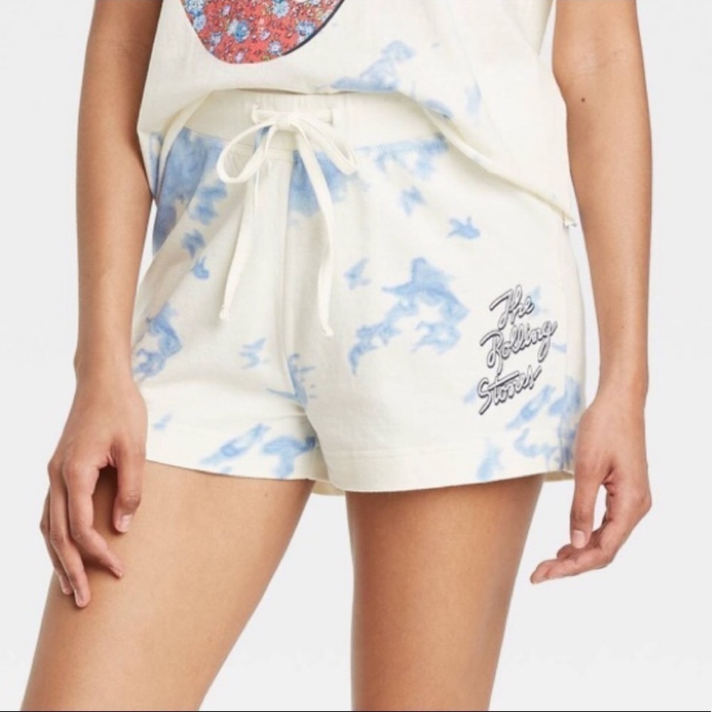 BRAVADO Shorts Women's Size XXL Blue Tie Dye The Rolling Stones Tie Dye Jogger